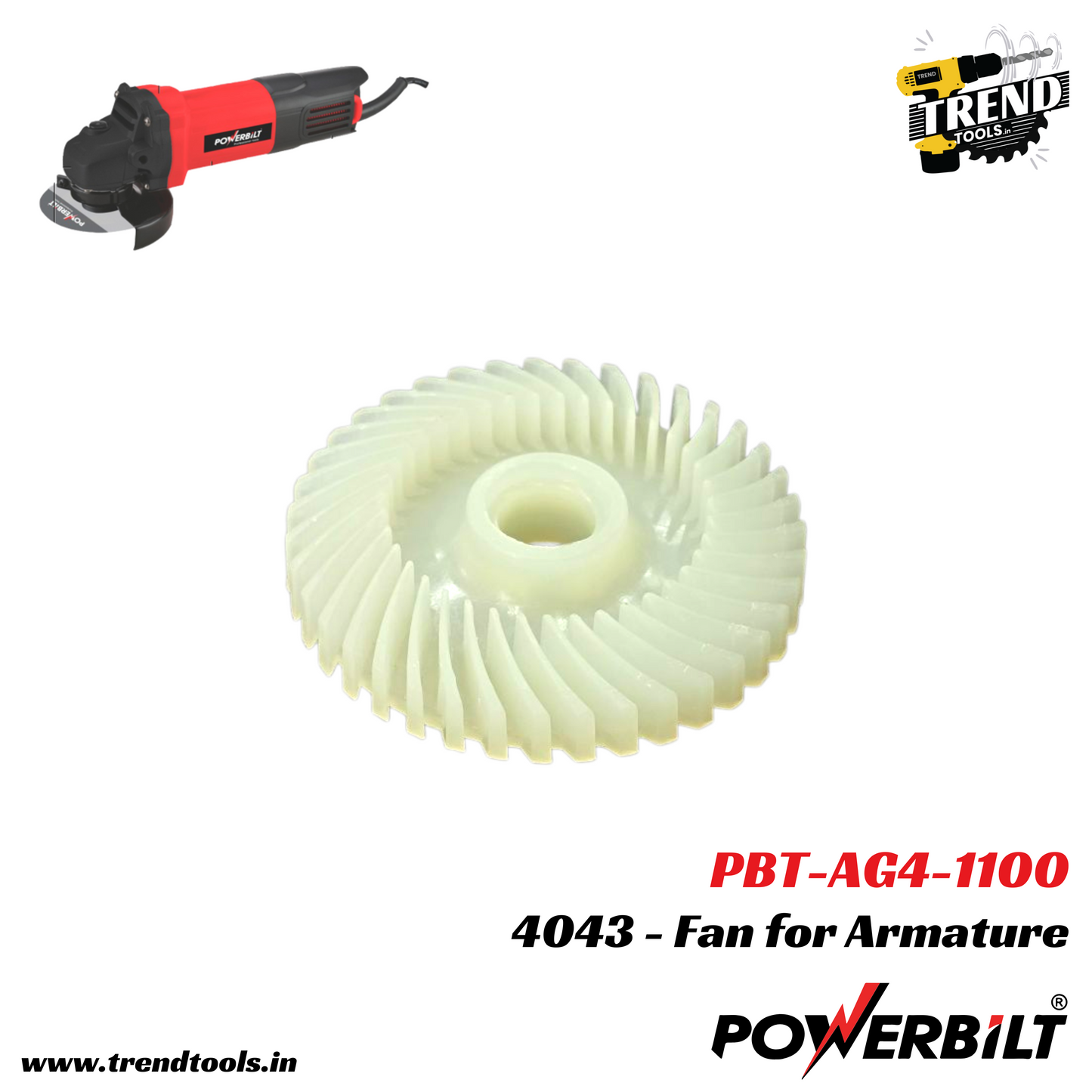 Fan for Armature for Powerbilt Angle Grinder PBT-AG4-1100 and PBT-AG5-1100