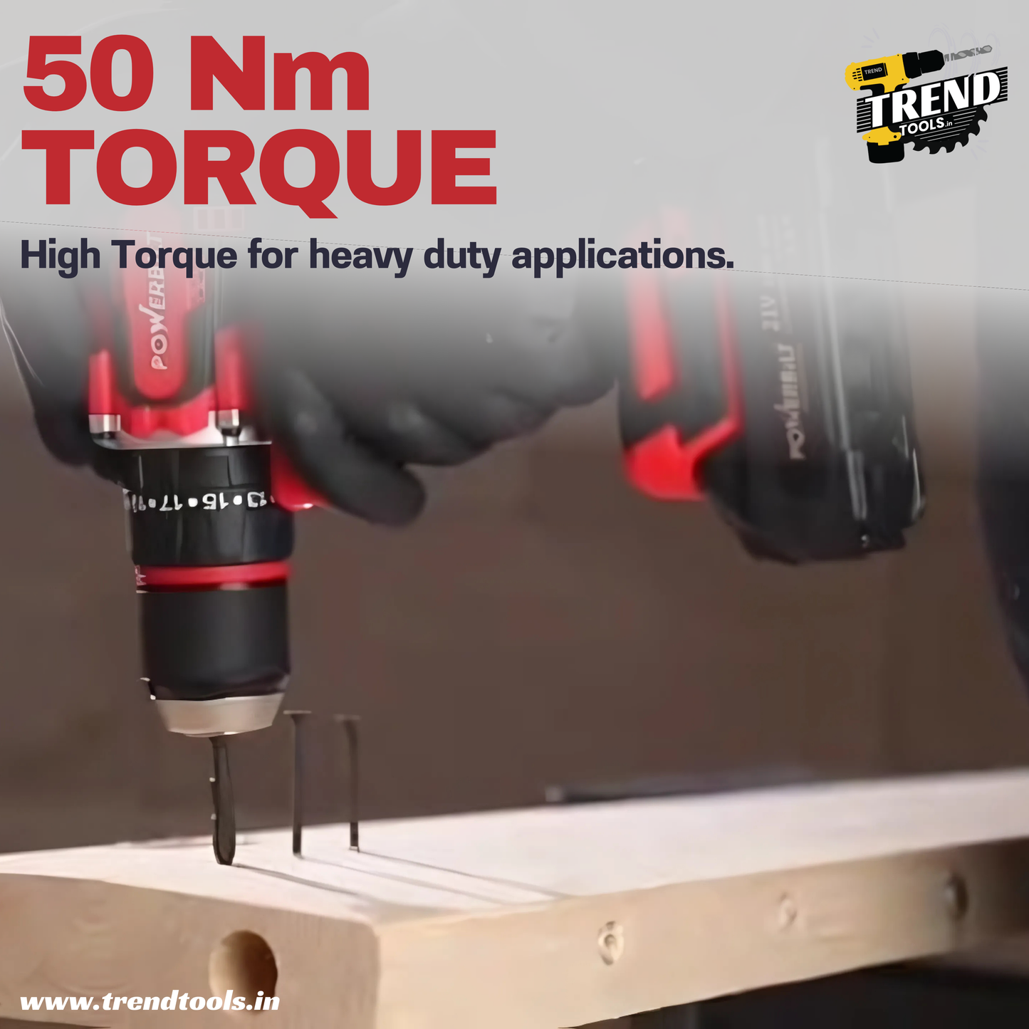 Powerbilt 21V Cordless Brushless Impact Drill PBT-CBL21V-ID13HQ with 18+1 Torque Adjustment and Impact Mode. 2 x 2.0Ah Batteries and Charger included.