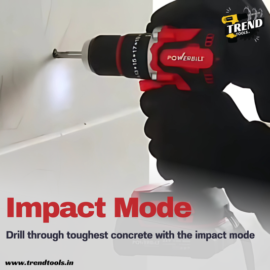 Powerbilt 21V Cordless Brushless Impact Drill PBT-CBL21V-ID13HQ with 18+1 Torque Adjustment and Impact Mode. 2 x 2.0Ah Batteries and Charger included.