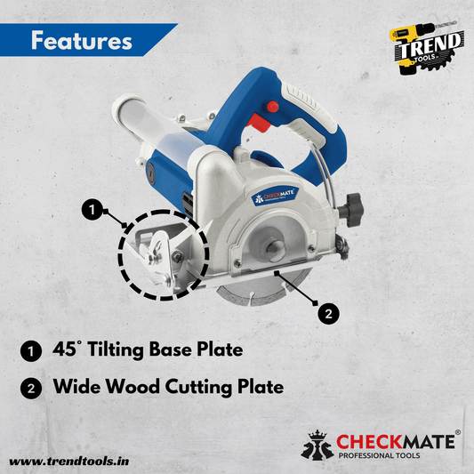 Checkmate Dust Proof Marble Cutter CKT - CM5 - 2800DP, 2800 Watts Powerful Motor, Dust Hose and Bag Included - Trend Tools