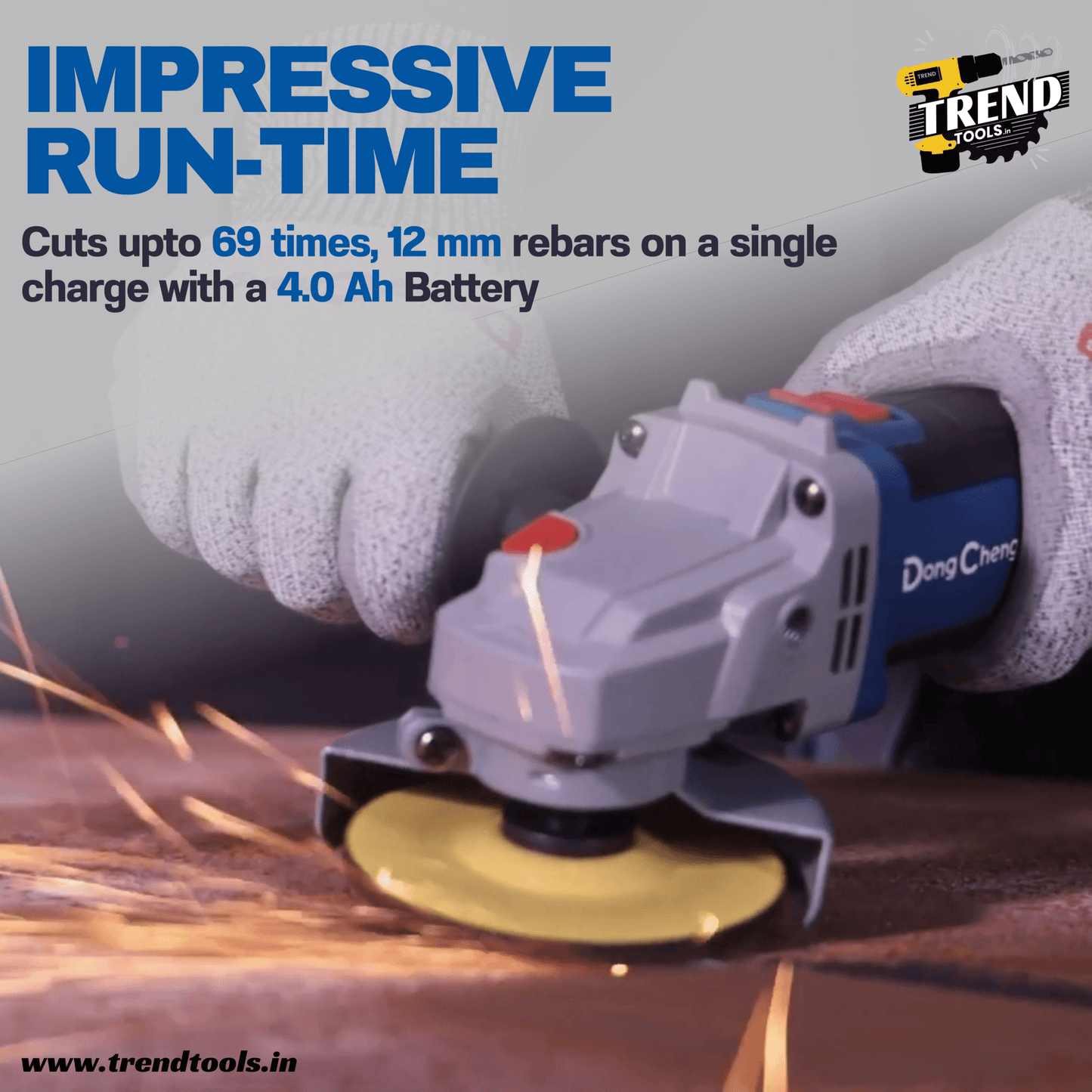 Dongcheng 20V Cordless Brushless Angle Grinder DCSM03 - 100, 100mm Blade Capacity, 2 Batteries and Charger included. - Trend Tools