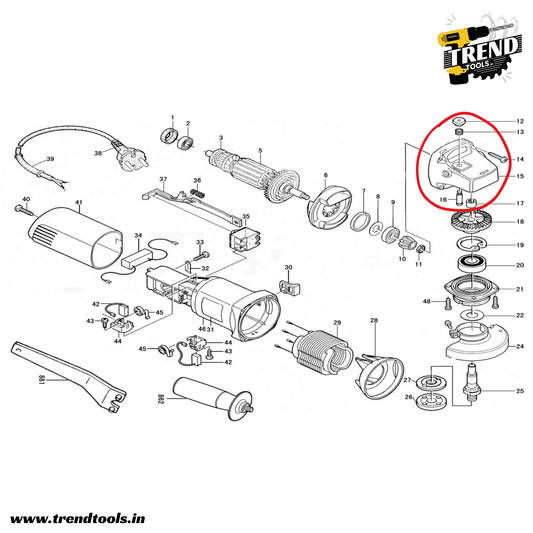 Gear Housing Assembly for GWS6 - 100 models of all brands and DSM03 - 100A of Dongcheng|DCA|DCK - Trend Tools