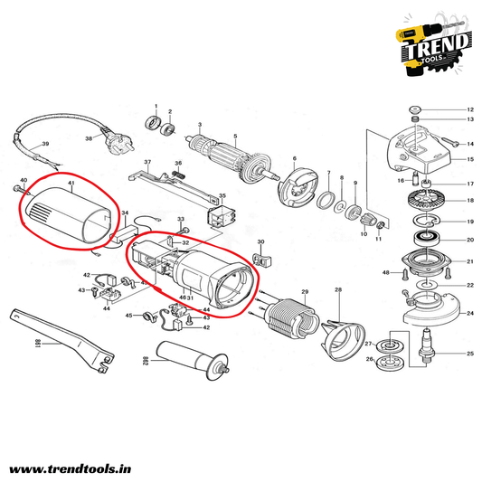 Motor Housing for Dongcheng | DCA | DCK Angle Grinder DSM03 - 100A, also suitable for all brand GWS6 - 100 model - Trend Tools