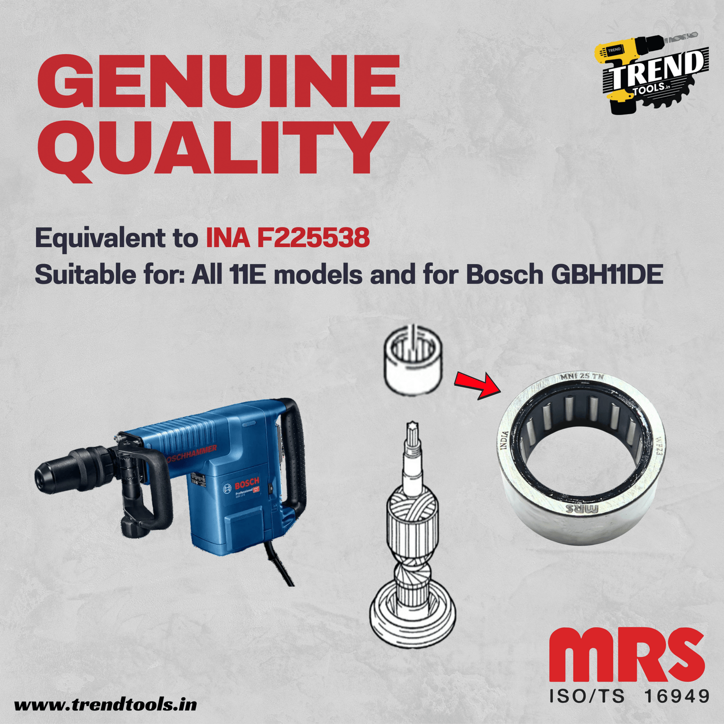 Needle Bearing for Demolition Hammer 11E, Suitable for all 11E models and Bosch GBH11DE - Trend Tools