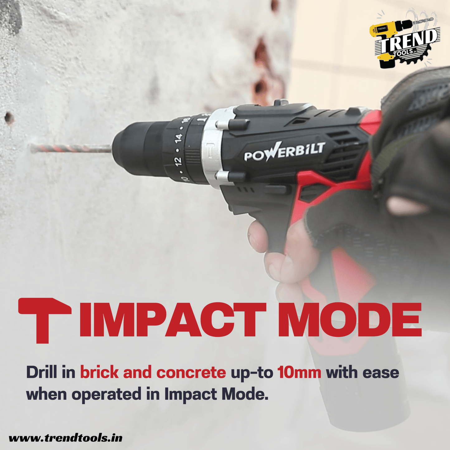 Powerbilt 12V Cordless Screwdriver PBT - CL - CD12ES with 18+1 Torque Adjustment and Impact Mode. 2 Batteries and Charger Included. - Trend Tools