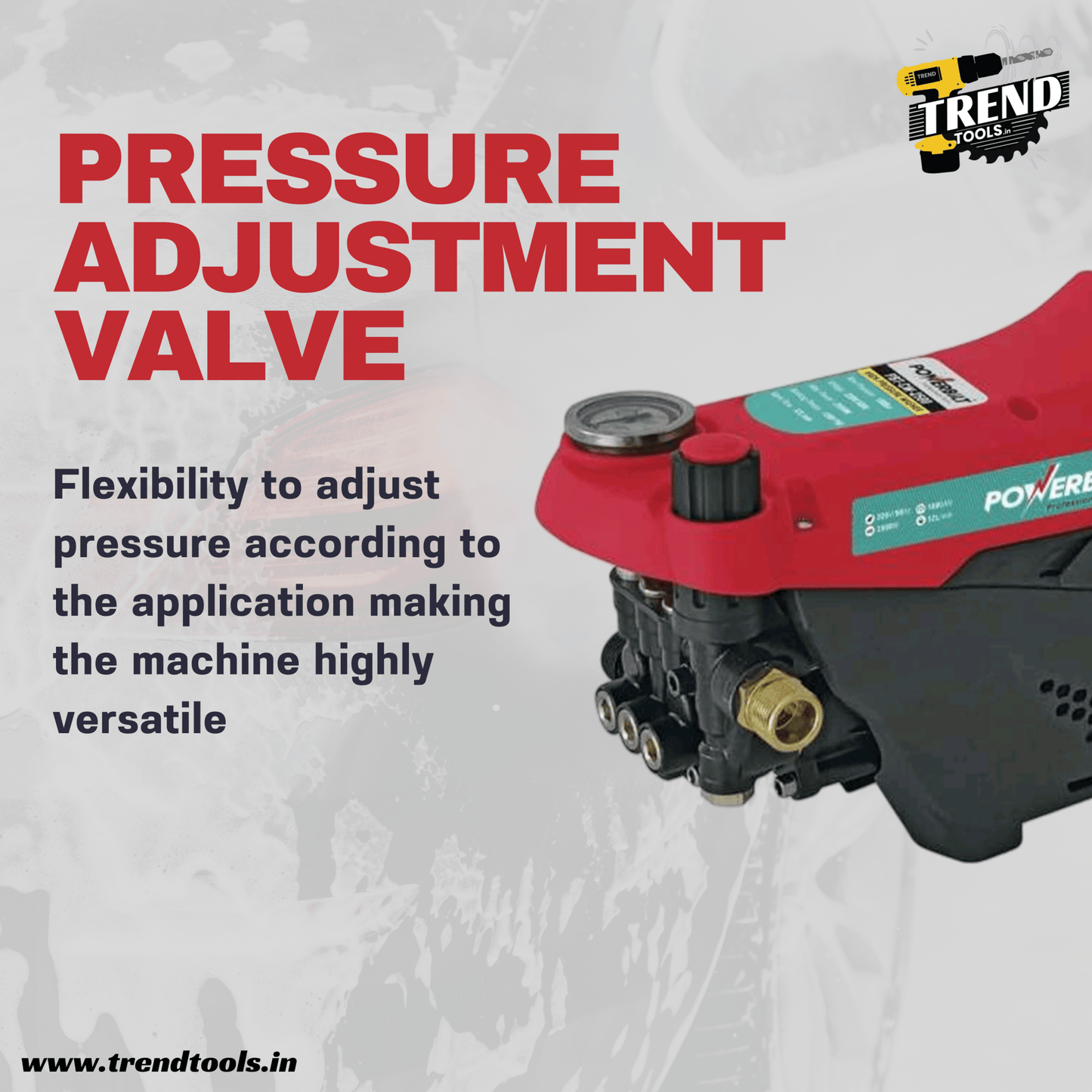 Powerbilt High Pressure Washer PBT - CW - 2500, Max. Pressure of 180 bar with Pressure Adjustment. - Trend Tools