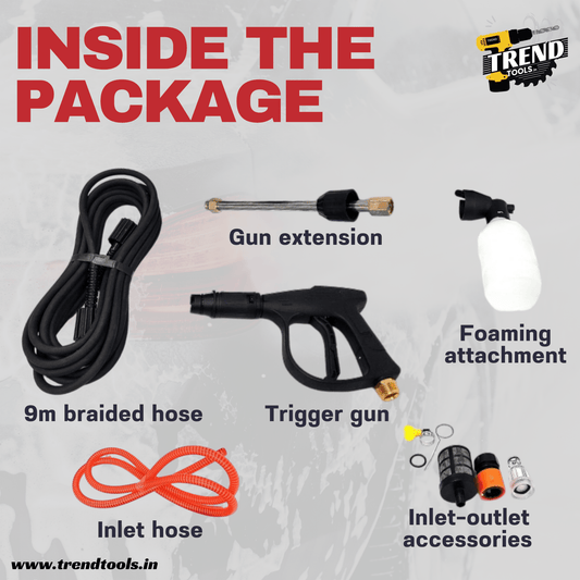 Powerbilt High Pressure Washer PBT - CW - 2500, Max. Pressure of 180 bar with Pressure Adjustment. - Trend Tools