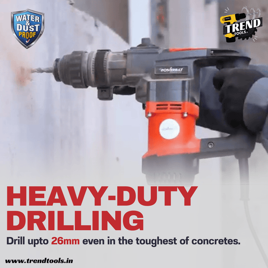 Powerbilt Water and Dust Proof Rotary Hammer PBT - RDH4 - 26 with 26mm Drilling Capacity and 2 Modes of Operation - Trend Tools