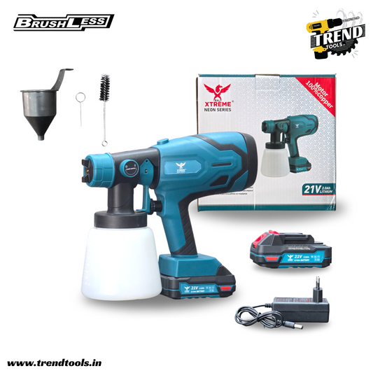 Xtreme 21V Cordless Brushless Paint Sprayer XTM-CSG800N, Adjustable Spread Shape, 2 x 2.0Ah Batteries and Charger included.