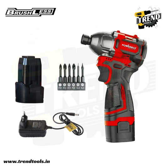Powerbilt 16.8V Brushless Impact Driver (PBT-CBL16.8V-IDHQ) - Incl. 2 x 1.5Ah Batteries and 1 Charger