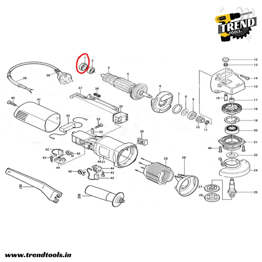 Bearing Rubber Sleeve for GWS6 - 100 models of all brands and DSM03 - 100A of Dongcheng|DCA|DCK - Trend Tools