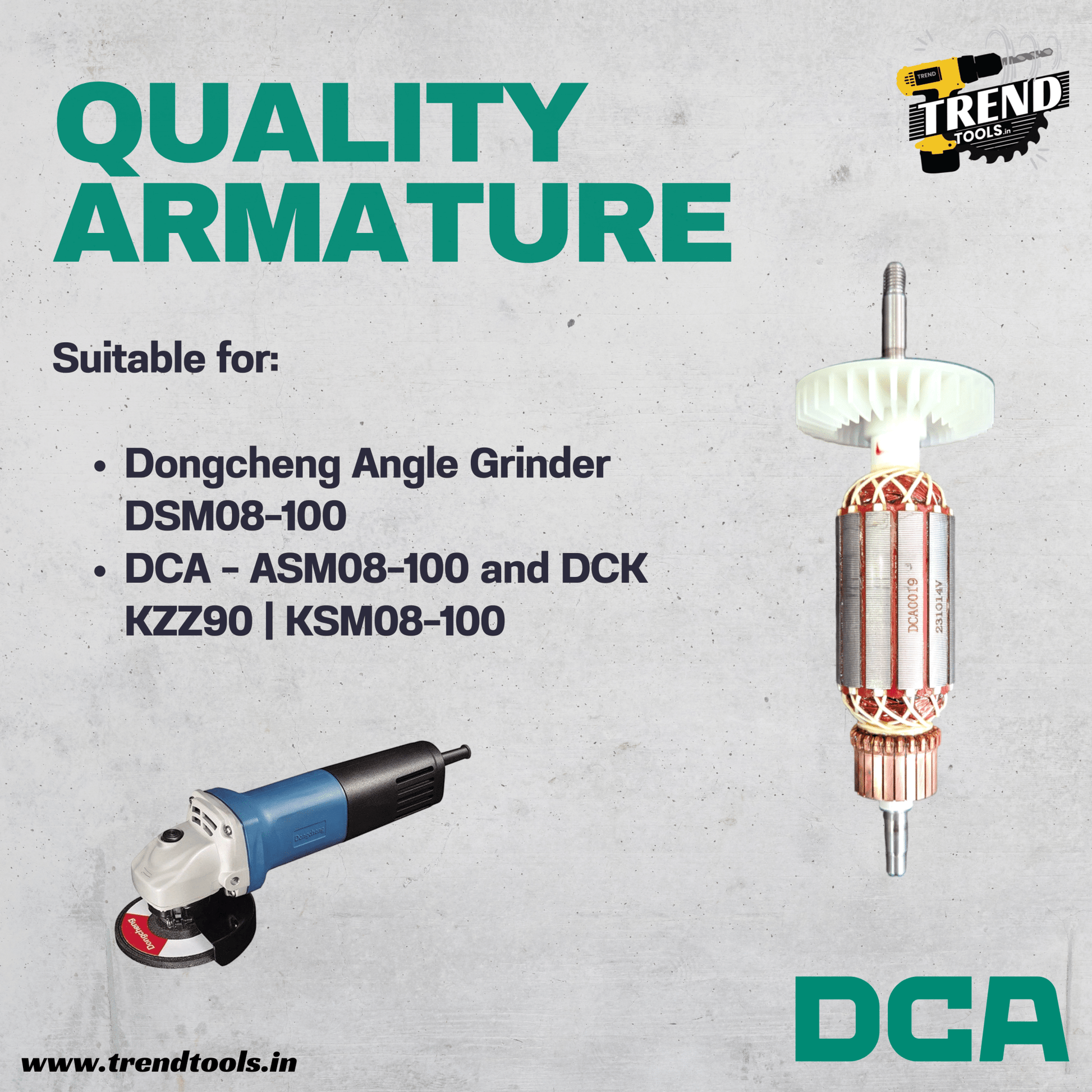 DCA Armature for Dongcheng | DCA | DCK Angle Grinder DSM08 - 100 - Trend Tools