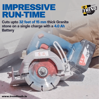 Dongcheng 20V Cordless Brushless Marble Cutter DCZE125, 45 Degree Tilting Base, 2 Batteries and Charger included. - Trend Tools