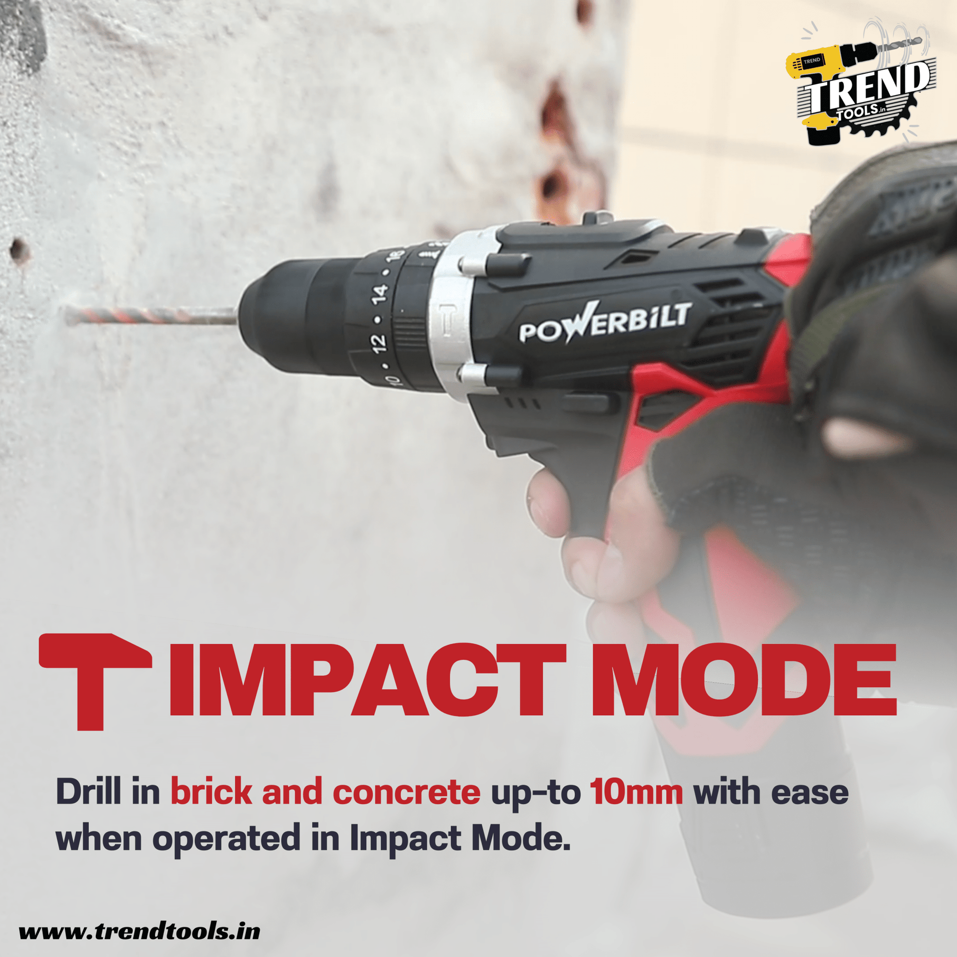 Powerbilt 12V Cordless Screwdriver PBT - CL - CD12ES with 18+1 Torque Adjustment and Impact Mode. 2 Batteries and Charger Included. - Trend Tools