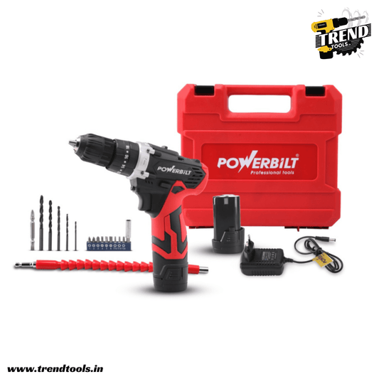 Powerbilt 12V Cordless Screwdriver PBT - CL - CD12ES with 18+1 Torque Adjustment and Impact Mode. 2 Batteries and Charger Included. - Trend Tools