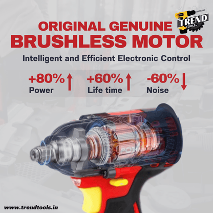 Powerbilt 21V Cordless Brushless Impact Wrench PBT - CL - 21WR550, 550 Nm Max Torque, 2 Batteries and Charger included - Trend Tools
