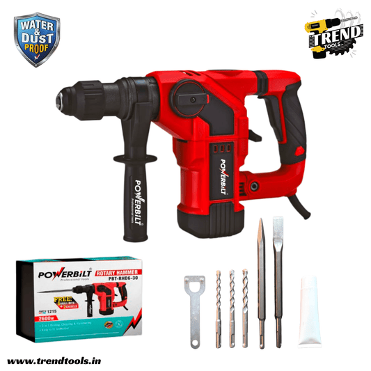 Powerbilt Water and Dust Proof Rotary Hammer PBT - RDH6 - 30 with 30mm Drilling Capacity and 3 Modes of Operation - Trend Tools