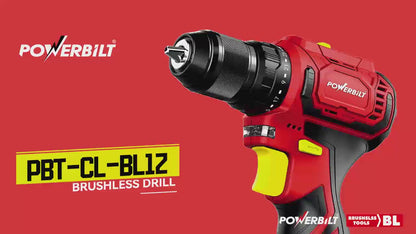 Powerbilt 12V Cordless Brushless Screwdriver PBT-CL-BL12 with 18+1 Torque Adjustment. 2 x 1.5Ah Batteries and Charger included.