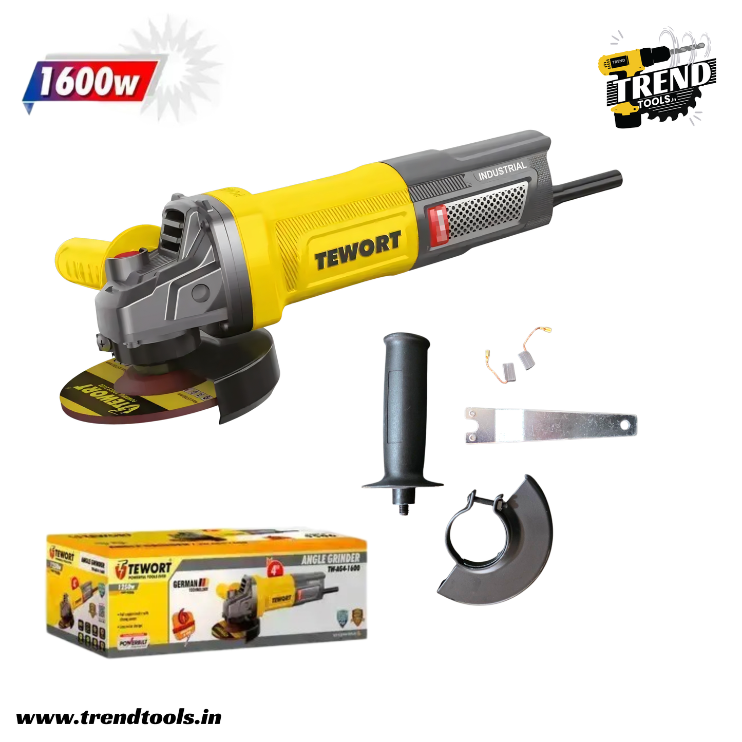 Tewort 1600 Watts Angle Grinder (TW-AG4-1600) - 4 inch Disc Size