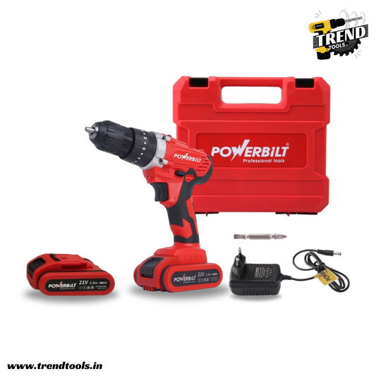 Powerbilt 21V Cordless Impact Screwdriver PBT-CL-CID21 with 18+1 Torque Adjustment and Impact Mode. 2 x 1.5Ah Batteries and Charger included.