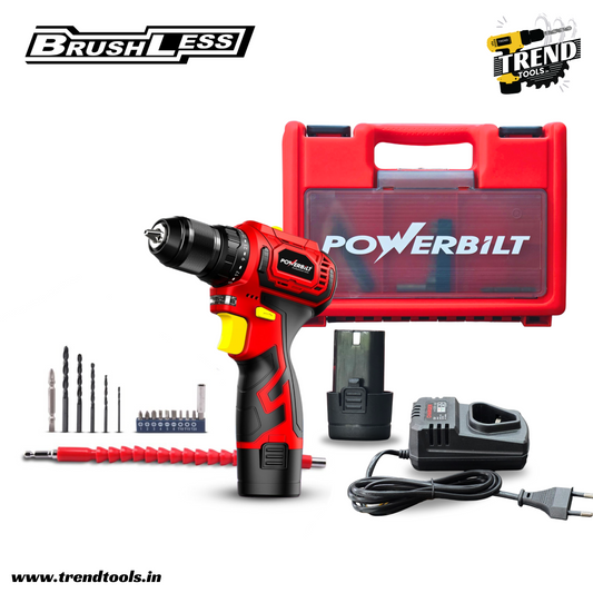 Powerbilt 12V Cordless Brushless Screwdriver PBT-CL-BL12 with 18+1 Torque Adjustment. 2 x 1.5Ah Batteries and Charger included.