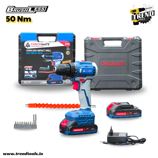 Checkmate 21V Cordless Brushless Screwdriver CKT-CBL21-CD10, with 23+1 Torque Adjustment with Max. 50Nm, 2 x 2.0Ah Batteries and Charger included.